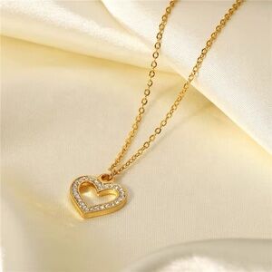 18K Gold Plated Heart Necklace - Gold Jewelry
